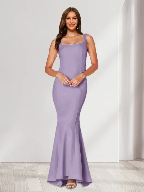 Trumpet/Mermaid Square Neck Sleeveless Ruched Bridesmaid Dresses sold by Lavetir
