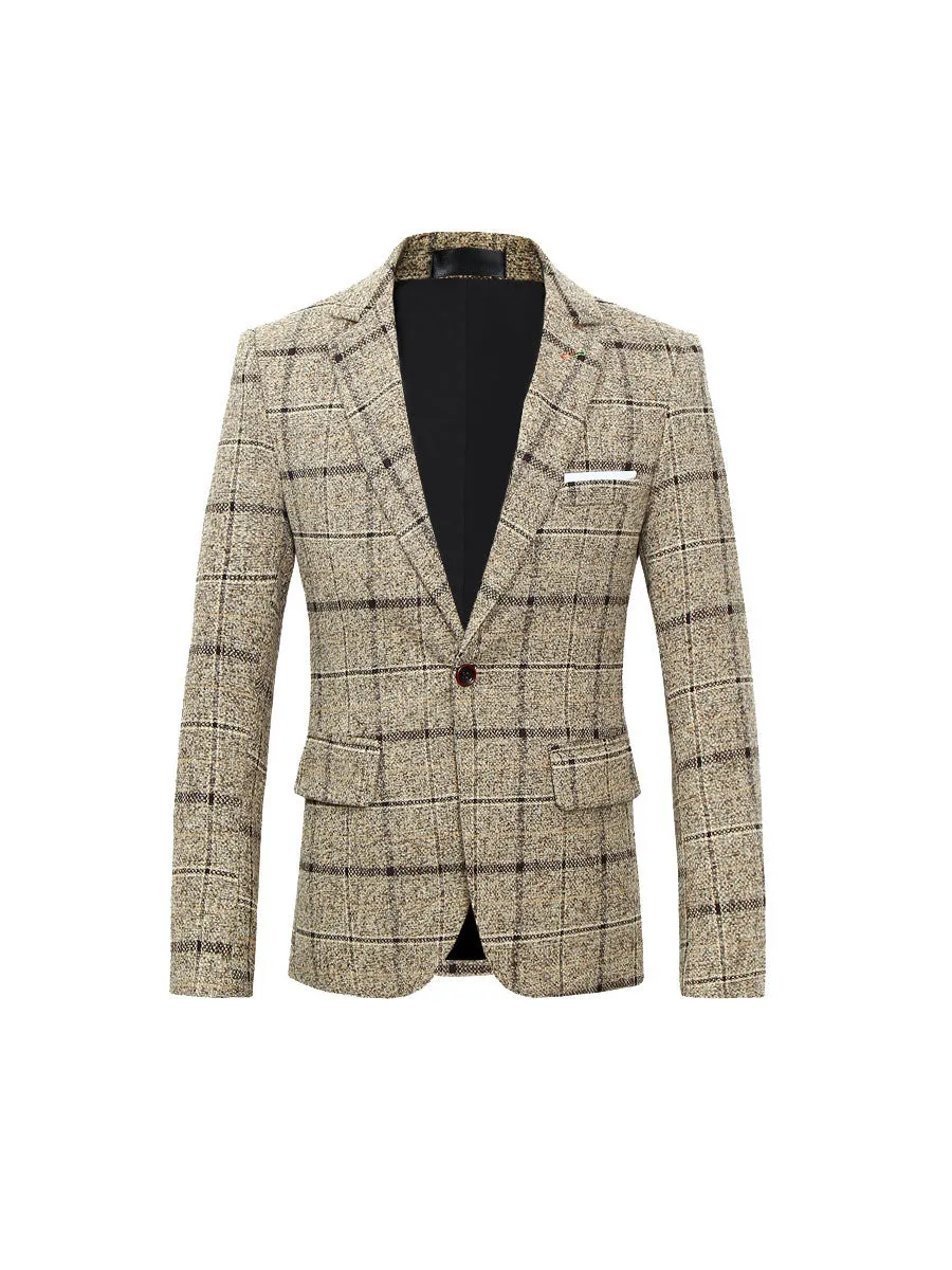 Tailored Fit Notched Lapel Single Breasted One-button Striped Men's Party Jacket sold by Lavetir