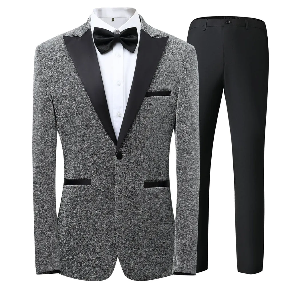 Tailored Fit Peaked Lapel Single Breasted One-button 3 Pieces Patterned Men's Wedding Suits sold by Lavetir product image thumbnail 4
