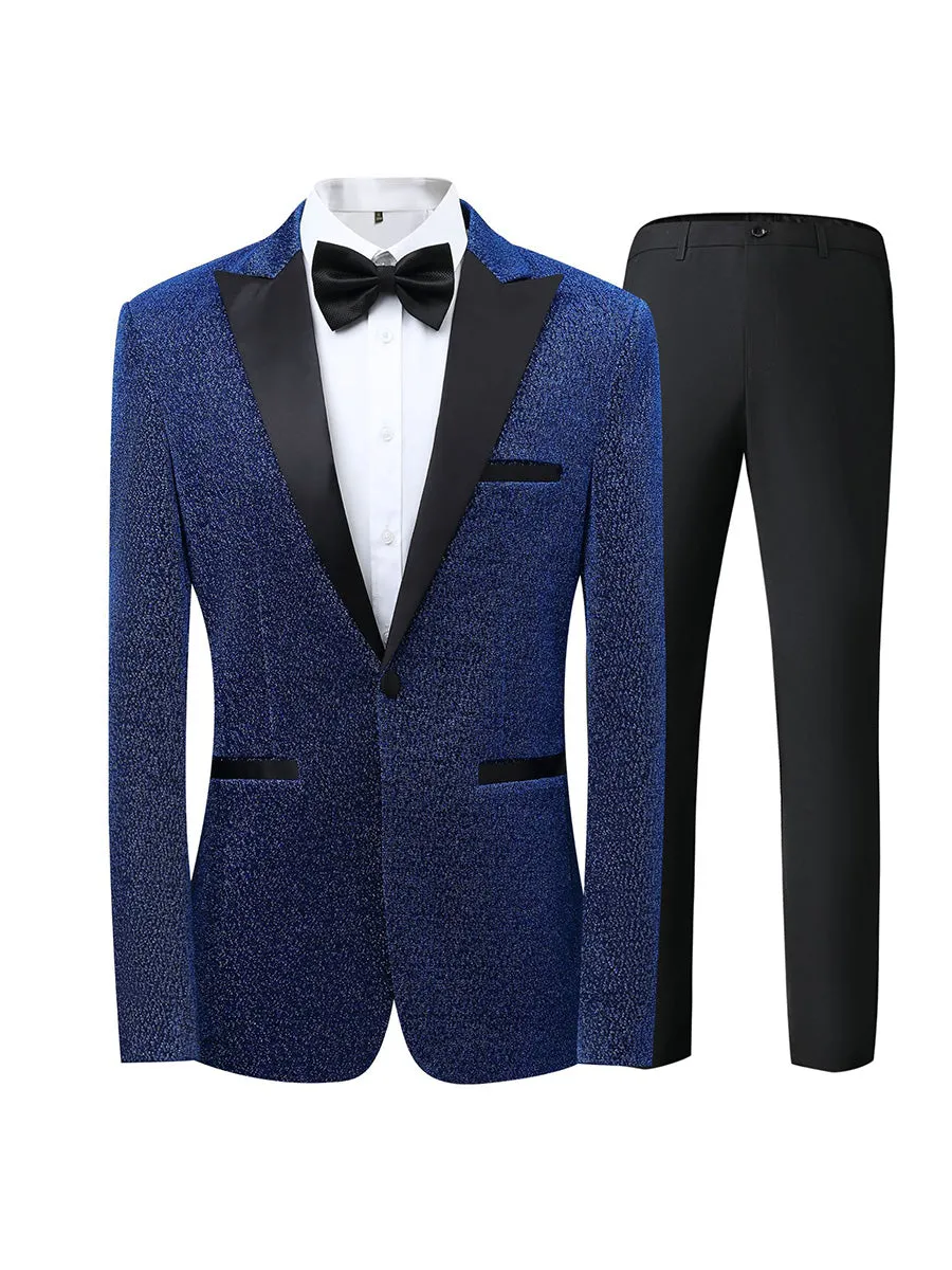 Tailored Fit Peaked Lapel Single Breasted One-button 3 Pieces Patterned Men's Wedding Suits sold by Lavetir