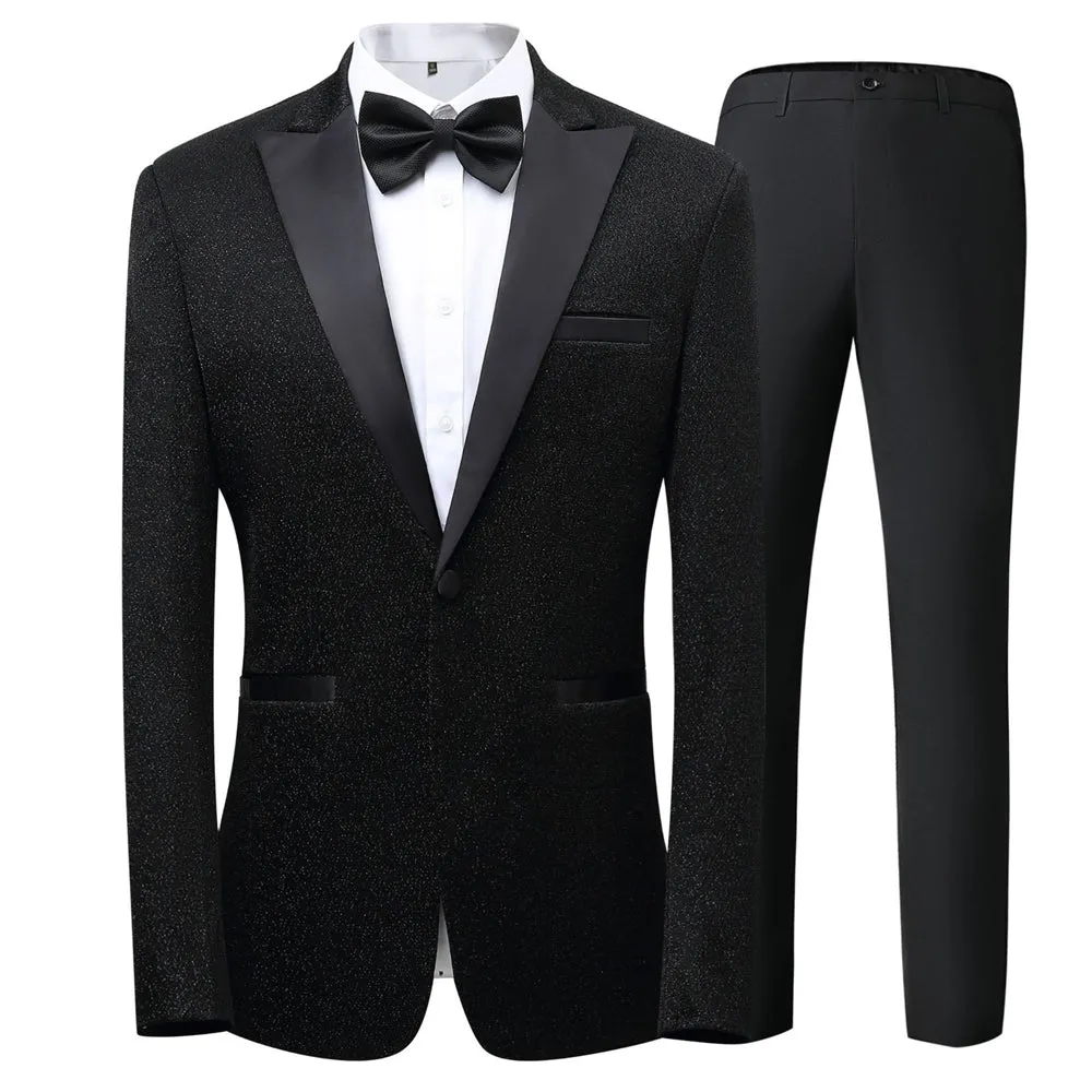 Tailored Fit Peaked Lapel Single Breasted One-button 3 Pieces Patterned Men's Wedding Suits sold by Lavetir product image thumbnail 3