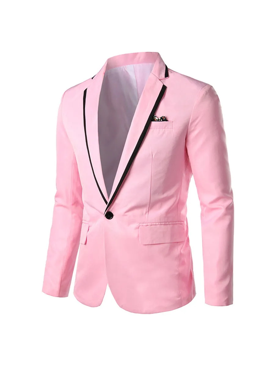 Tailored Fit Notched Lapel Single Breasted One-button Men's Party Jacket sold by Lavetir