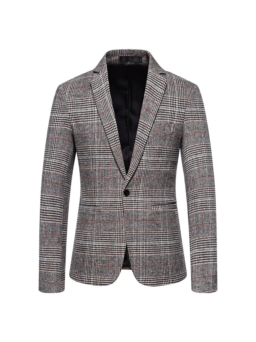 Tailored Fit Notched Lapel Single Breasted One-button Striped Men's Party Jacket sold by Lavetir