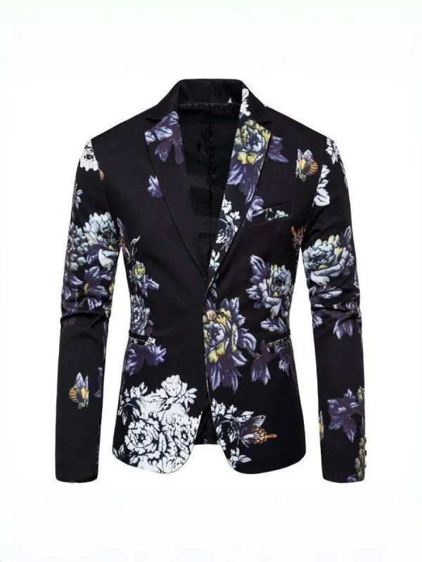 Tailored Fit Notched Lapel Single Breasted One-button Men's Party Jacket sold by Lavetir
