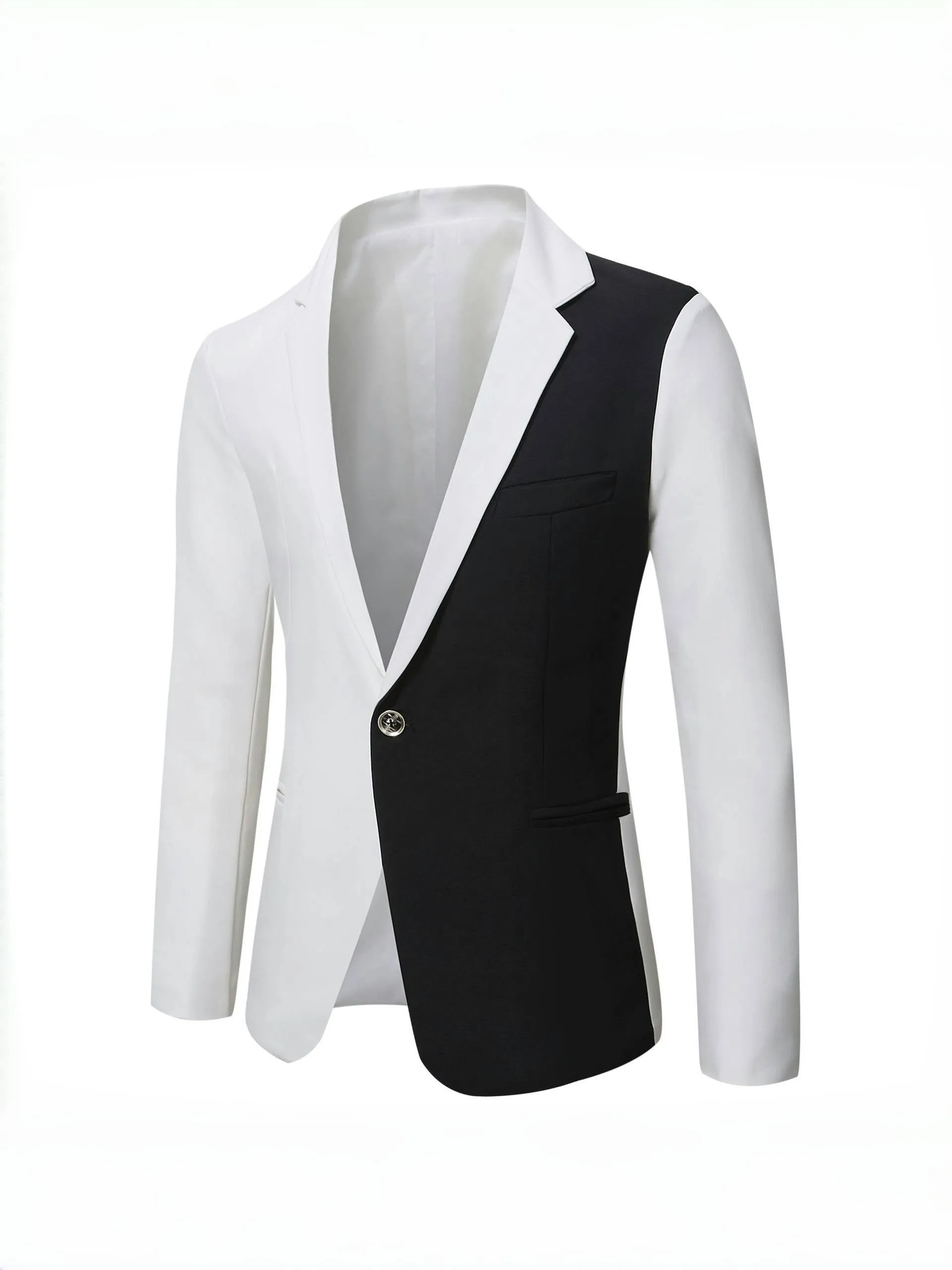 Tailored Fit Notched Lapel Single Breasted One-button Men's Party Jacket sold by Lavetir