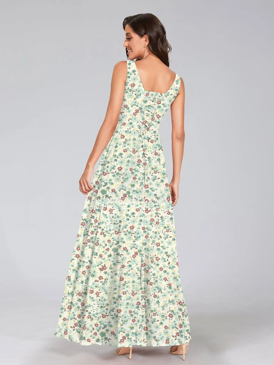 A-Line/Princess V-Neck Sleeveless Ruched Floral Bridesmaid Dresses sold by Lavetir product image thumbnail 2