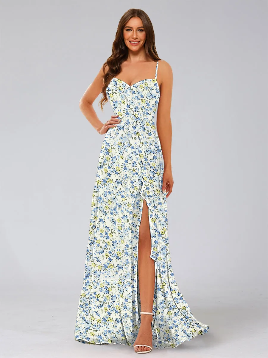 A-Line/Princess Sweetheart Sleeveless Ruffles Floral Bridesmaid Dresses sold by Lavetir