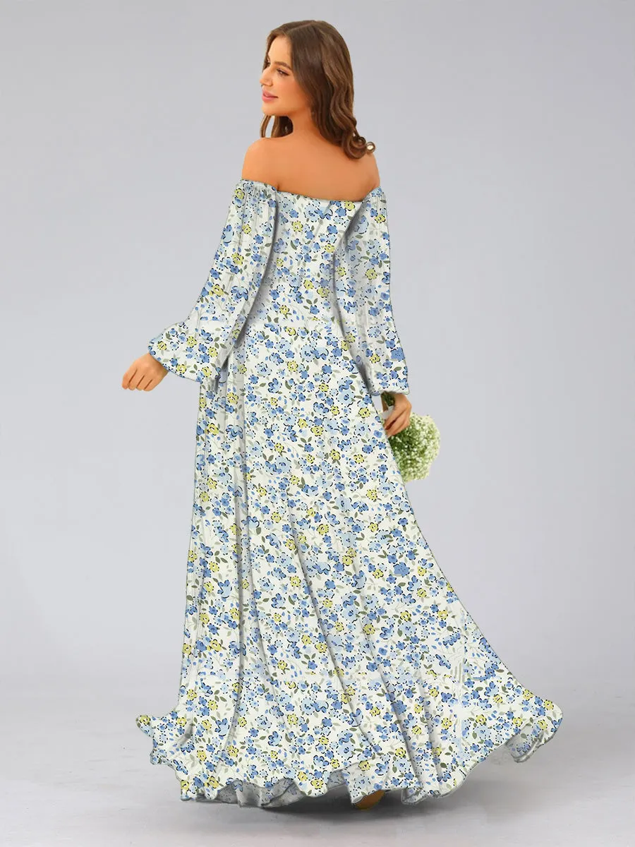 A-Line/Princess Sweetheart Long Sleeves Split Side Floral Bridesmaid Dresses sold by Lavetir product image thumbnail 2