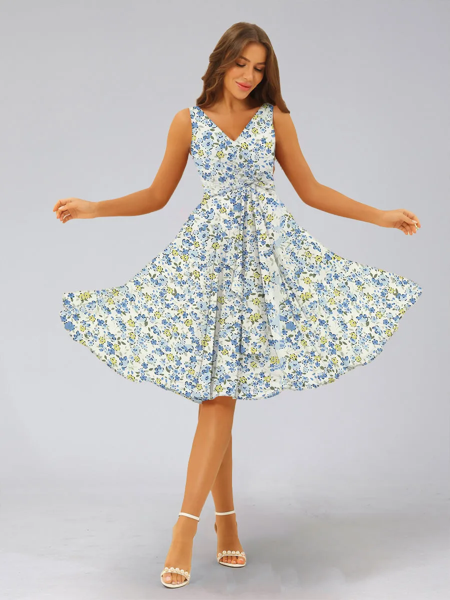 A-Line/Princess V-Neck Sleeveless Ruched Floral Bridesmaid Dresses sold by Lavetir product image thumbnail 5