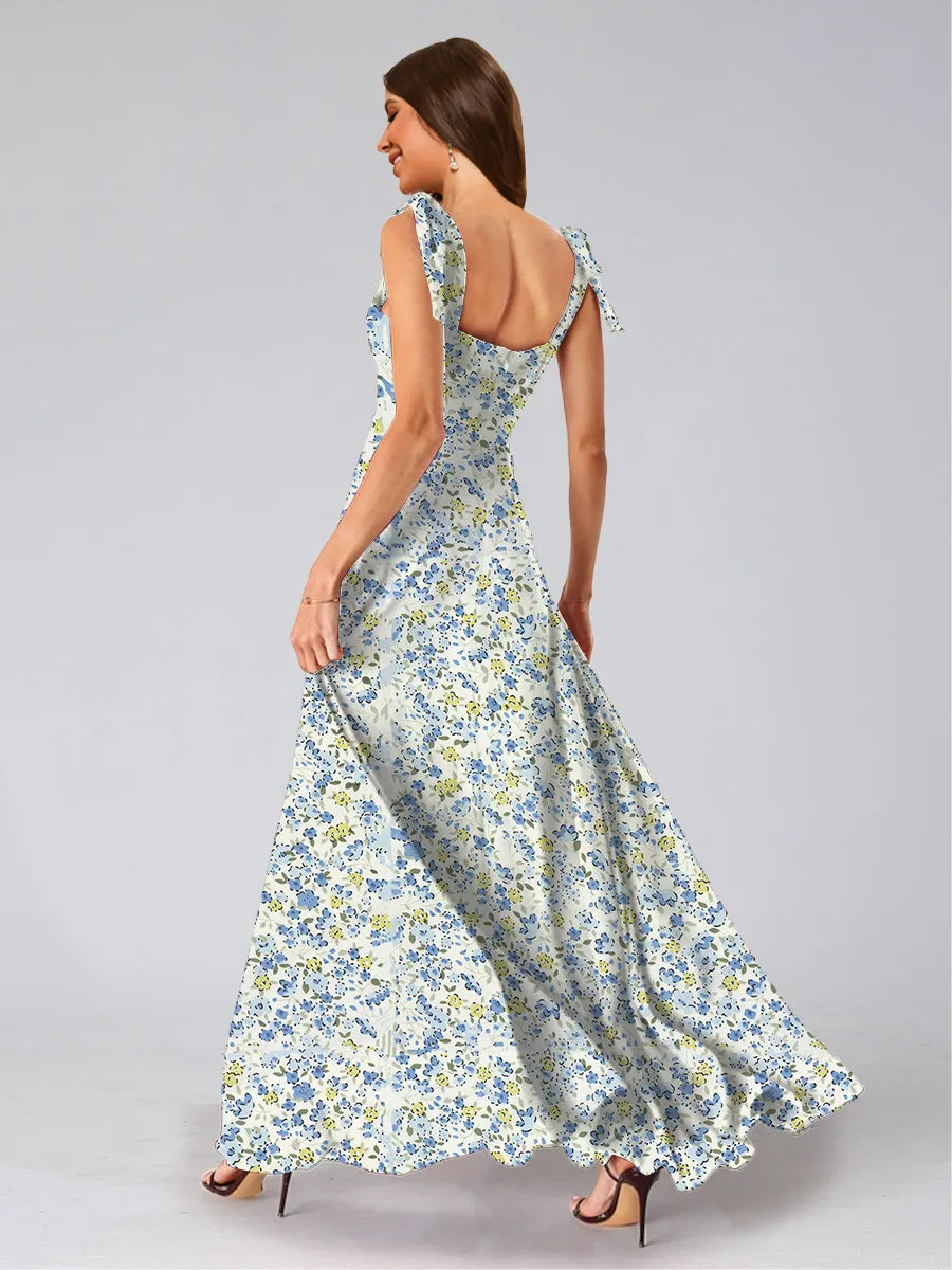 A-Line/Princess Square Neck Sleeveless Split Side Floral Bridesmaid Dresses sold by Lavetir product image thumbnail 2