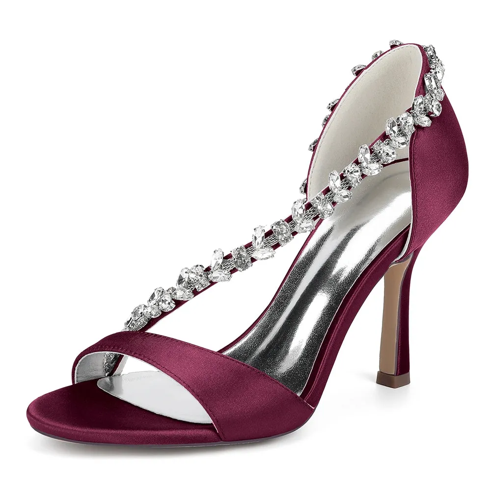 Women's Silk Satin Pearl Peep Toe With Rhinestone Stiletto Heel Evening Shoes sold by Lavetir product image thumbnail 4