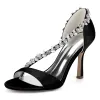 Women's Silk Satin Pearl Peep Toe With Rhinestone Stiletto Heel Evening Shoes sold by Lavetir