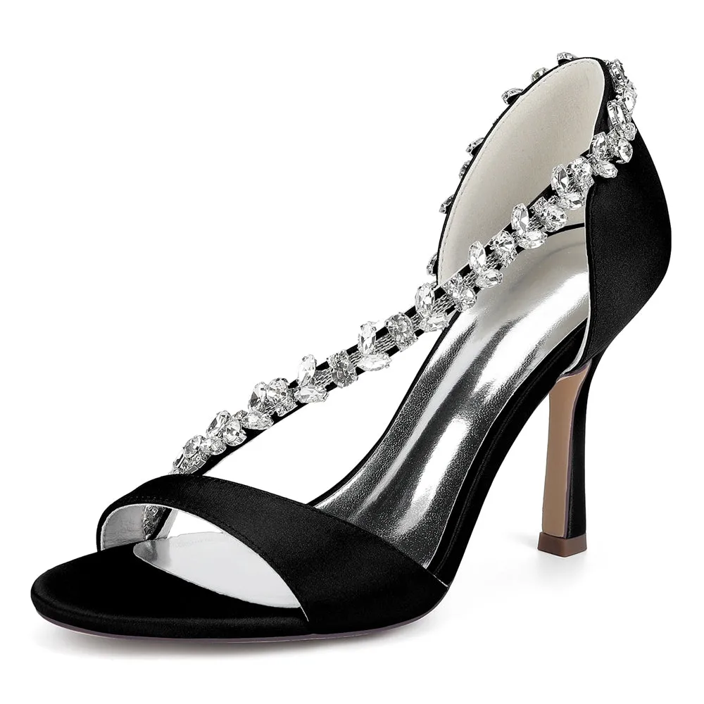 Women's Silk Satin Pearl Peep Toe With Rhinestone Stiletto Heel Evening Shoes sold by Lavetir product image thumbnail 3
