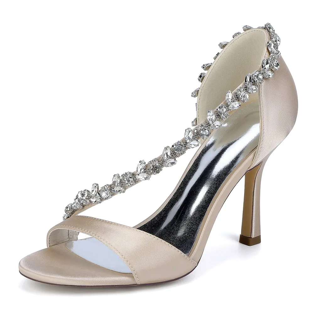 Women's Silk Satin Pearl Peep Toe With Rhinestone Stiletto Heel Evening Shoes sold by Lavetir product image thumbnail 5