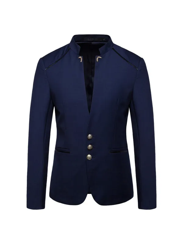 Tailored Fit High Neck Single Breasted Three-button Men's Party Jacket sold by Lavetir