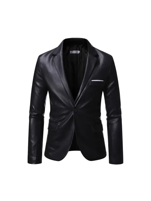 Tailored Fit Notched Lapel Single Breasted One-button Men's Party Jacket sold by Lavetir