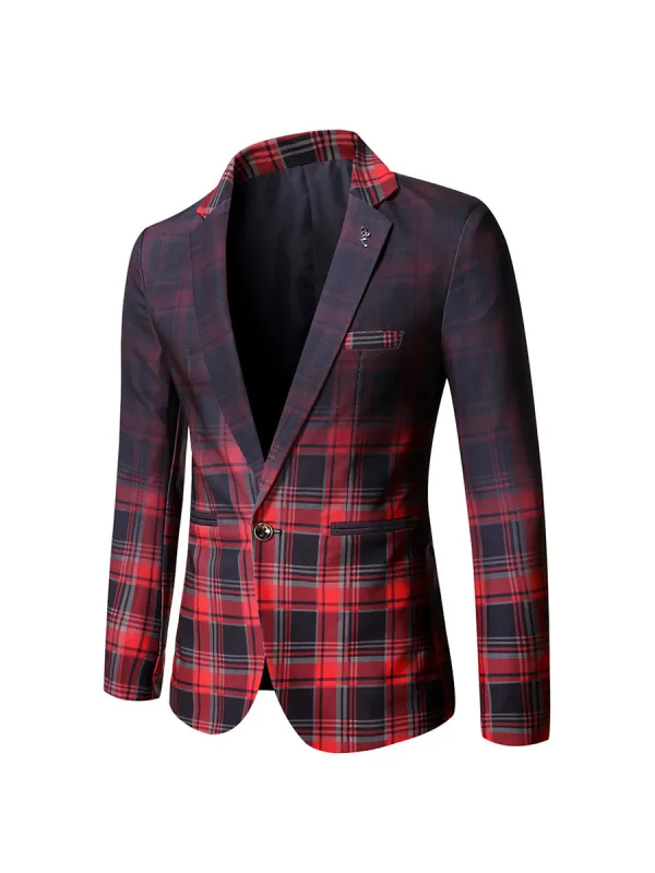 Tailored Fit Notched Lapel Single Breasted One-button Striped Men's Party Jacket sold by Lavetir