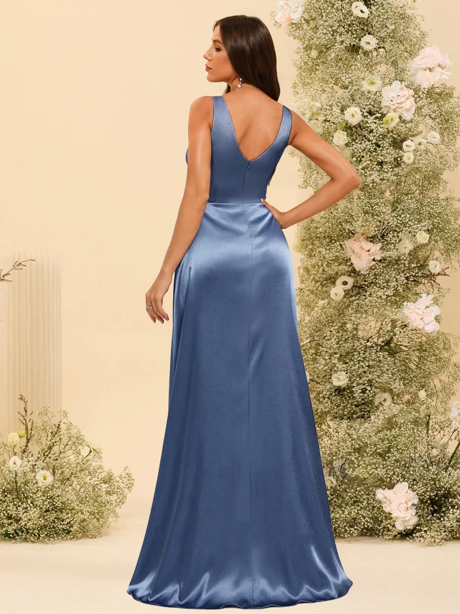 A-Line/Princess V-Neck Long Formal Dresses with Ruched sold by Lavetir product image thumbnail 2