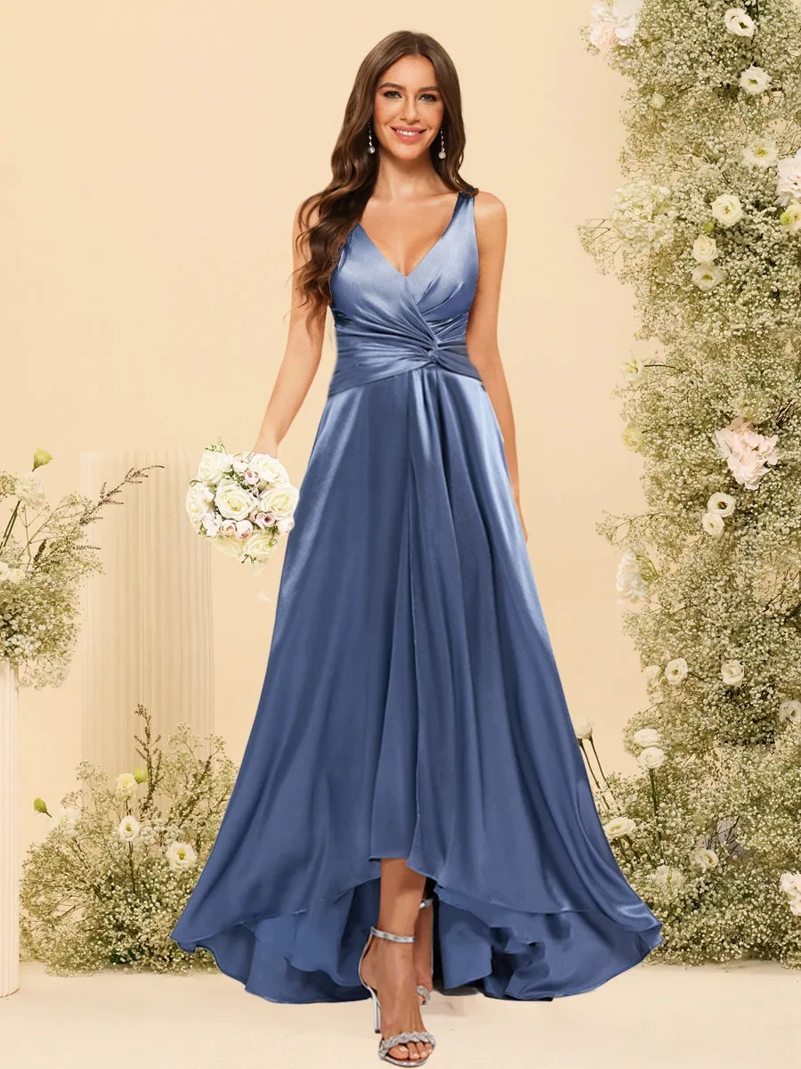 A-Line/Princess V-Neck Long Formal Dresses with Ruched sold by Lavetir