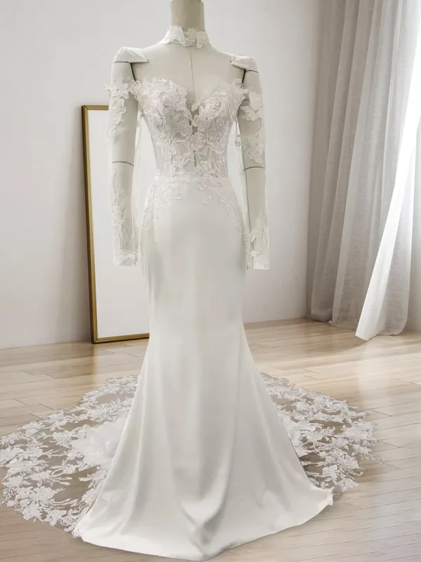 Trumpet/Mermaid Sweetheart Long Sleeves Lace Wedding Dresses sold by Lavetir