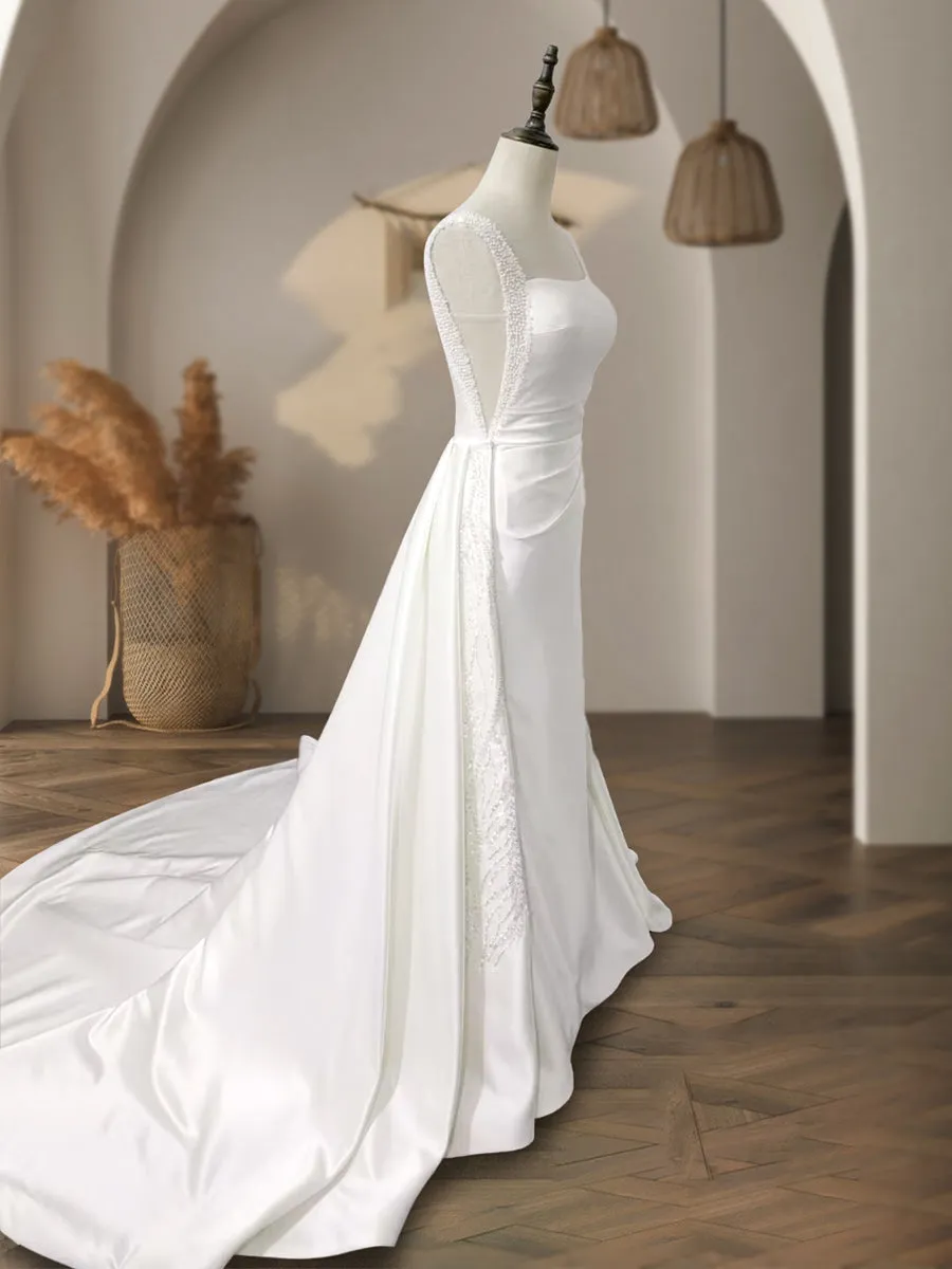 A-Line/Princess Square Neck Sleeveless Beading Wedding Dresses sold by Lavetir product image thumbnail 4