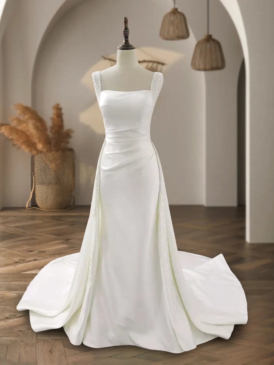 A-Line/Princess Square Neck Sleeveless Beading Wedding Dresses sold by Lavetir product image thumbnail 5