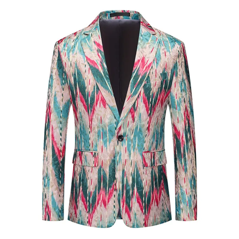 Tailored Fit Notched Lapel Single Breasted One-button Men's Party Jacket sold by Lavetir