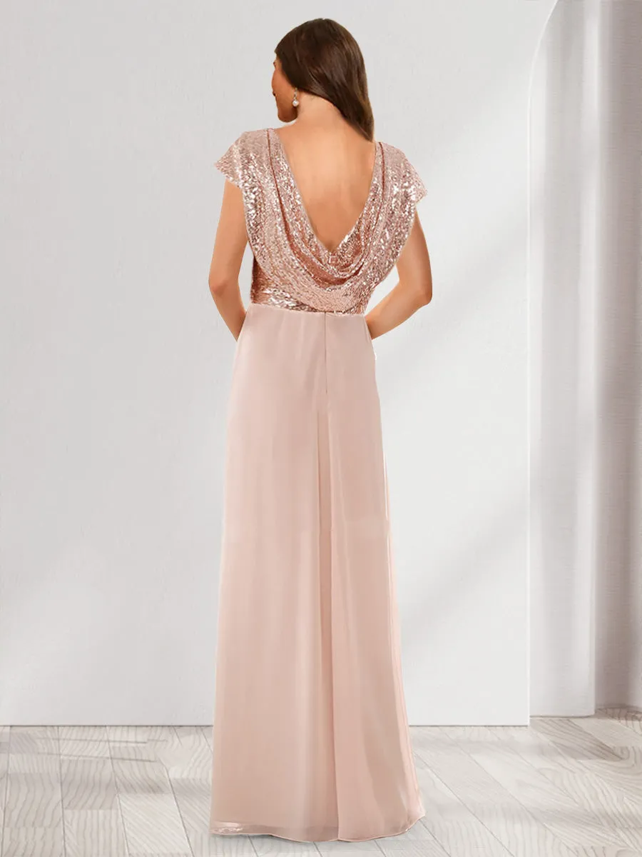 A-Line/Princess Scoop Short Sleeves Sequins Bridesmaid Dresses sold by Lavetir product image thumbnail 2