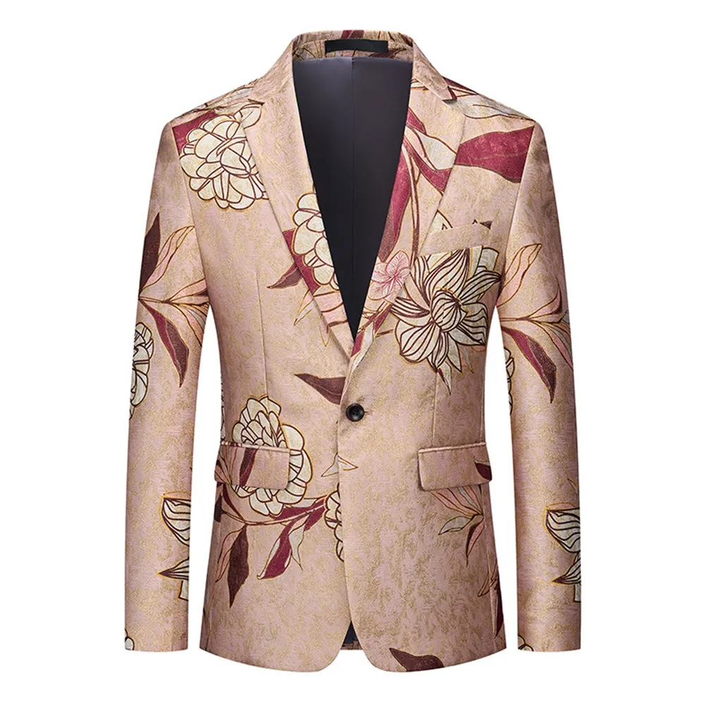 Tailored Fit Notched Lapel Single Breasted One-button Men's Party Jacket sold by Lavetir