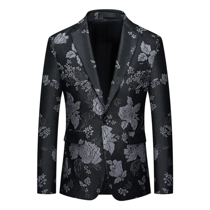 Tailored Fit Notched Lapel Single Breasted One-button Men's Party Jacket sold by Lavetir