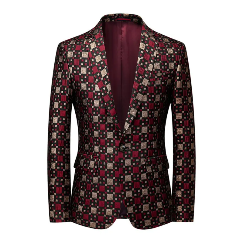 Tailored Fit Notched Lapel Single Breasted One-button Men's Party Jacket sold by Lavetir