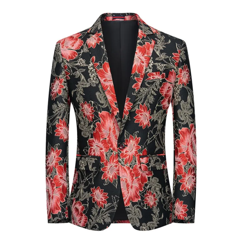 Tailored Fit Notched Lapel Single Breasted One-button Men's Party Jacket sold by Lavetir