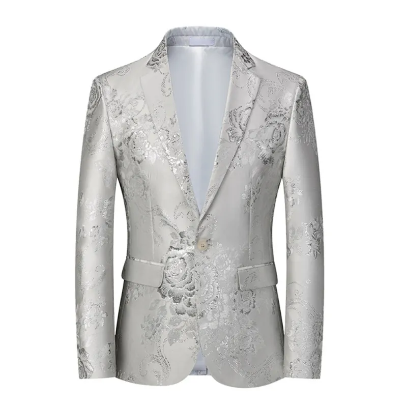 Tailored Fit Notched Lapel Single Breasted One-button Men's Party Jacket sold by Lavetir