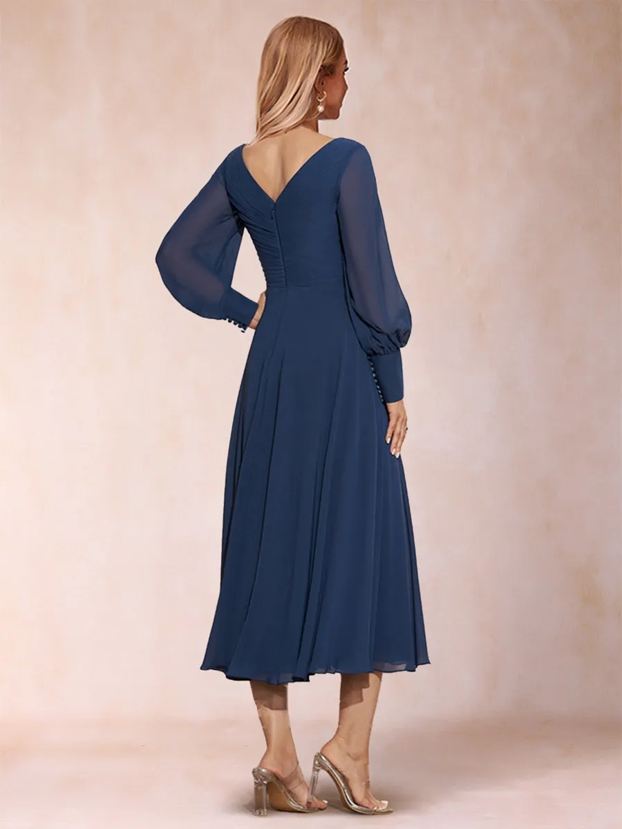 A-Line/Princess V-Neck Long Sleeves Ruched Mother of the Bride Dresses sold by Lavetir product image thumbnail 2