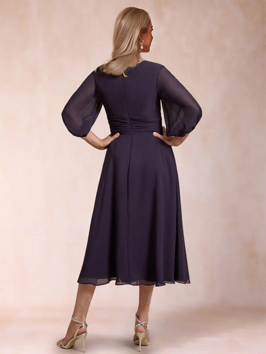 A-Line/Princess Scoop 3/4 Sleeves Ruched Mother of the Bride Dresses sold by Lavetir product image thumbnail 2