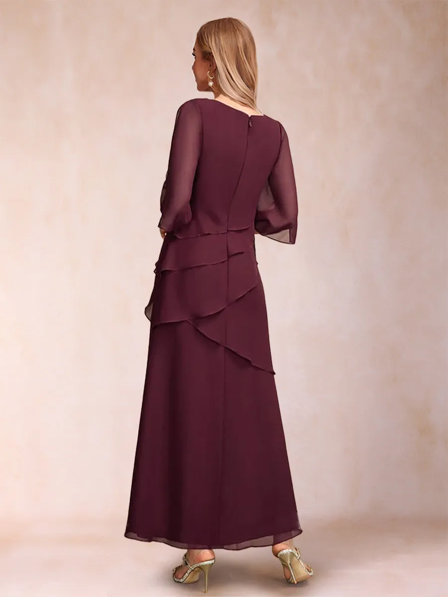 A-Line/Princess Scoop Half Sleeves Tiered Mother of the Bride Dresses sold by Lavetir product image thumbnail 2