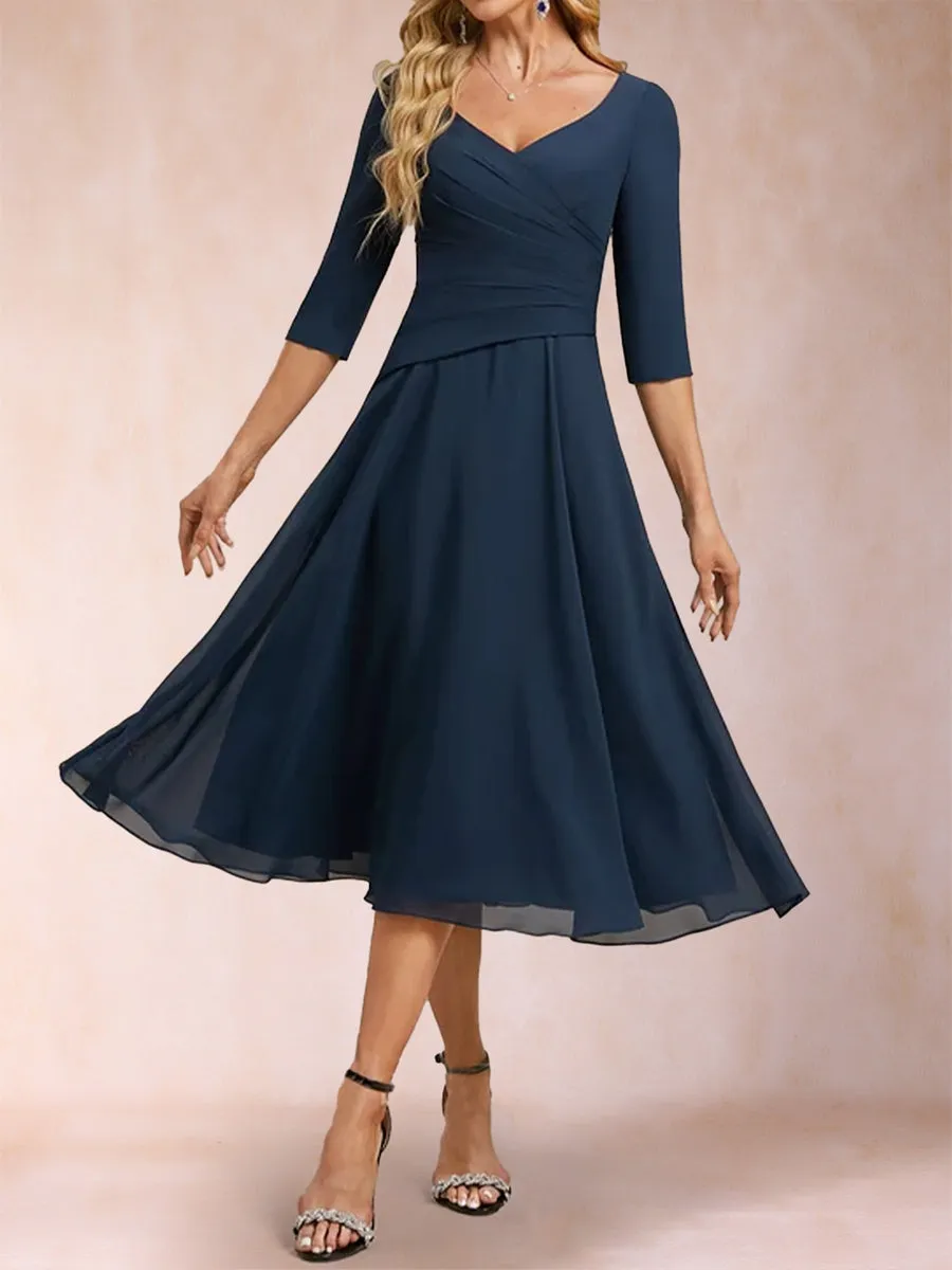 A-Line/Princess V-Neck Half Sleeves Ruched Mother of the Bride Dresses sold by Lavetir product image thumbnail 3