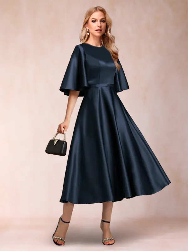 A-Line/Princess Scoop Half Sleeves Ruched Mother of the Bride Dresses sold by Lavetir