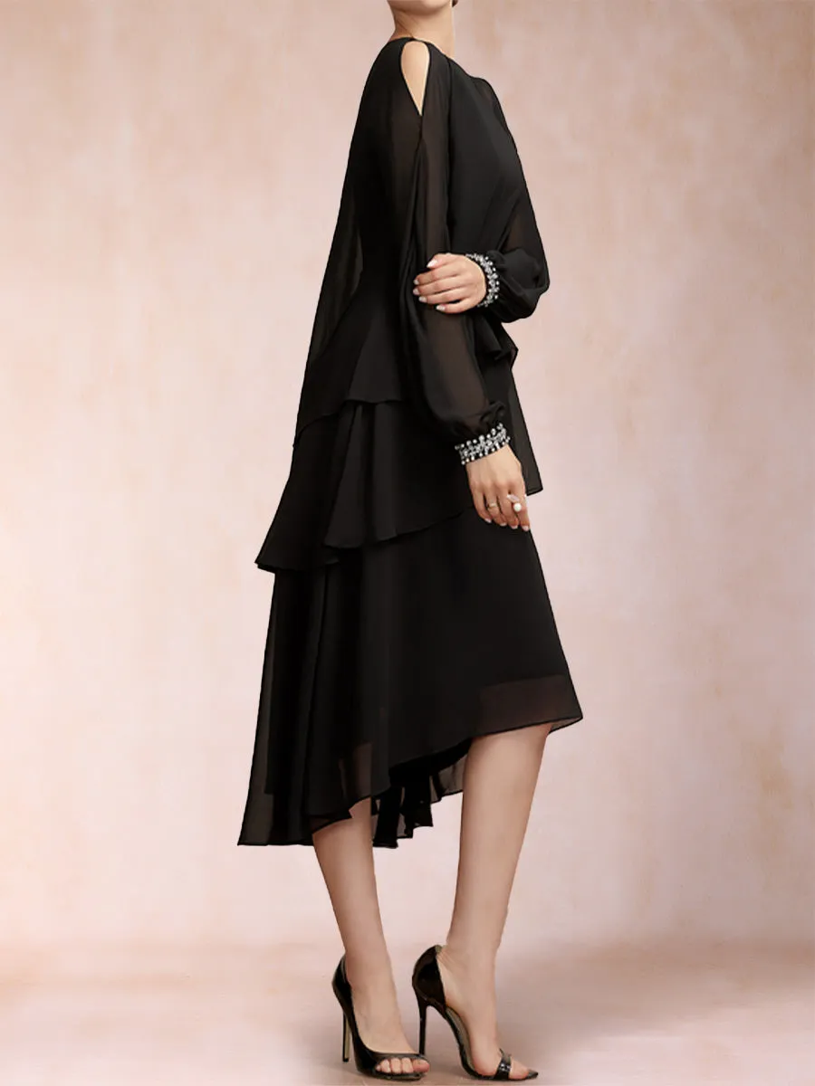 Sheath/Column Scoop Long Sleeves Tiered Mother of the Bride Dresses sold by Lavetir product image thumbnail 3