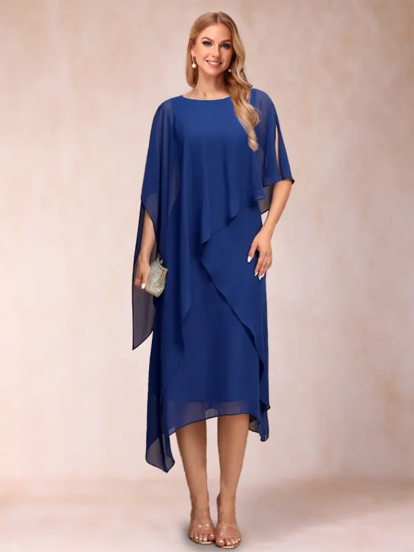 Sheath/Column Scoop Half Sleeves Ruched Mother of the Bride Dresses sold by Lavetir