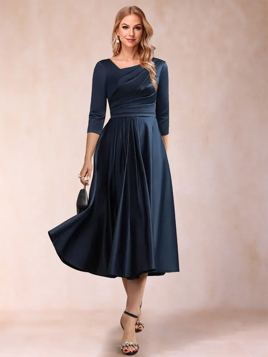 A-Line/Princess V-Neck Half Sleeves Ruched Mother of the Bride Dresses sold by Lavetir