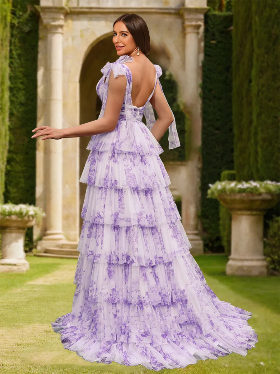 A-Line/Princess V-Neck Sleeveless Tiered Prom Dresses sold by Lavetir product image thumbnail 2
