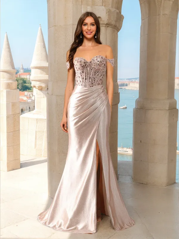 Trumpet/Mermaid Off-the-Shoulder Sleeveless Beading Prom Dresses sold by Lavetir