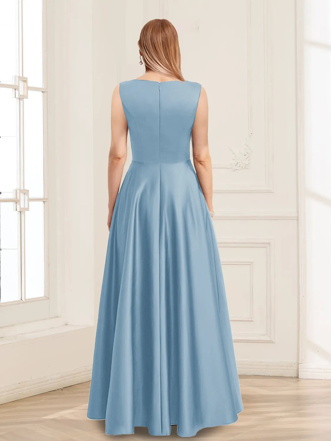 A-Line/Princess V-Neck Sleeveless Mother of the Bride Dresses with Bow sold by Lavetir product image thumbnail 2
