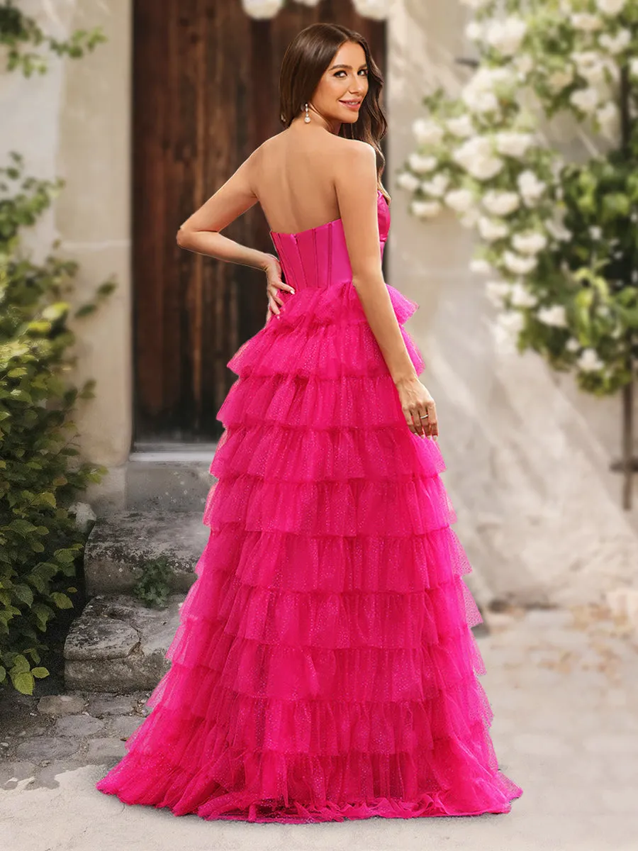 A-Line/Princess Strapless Ruffle Prom Dresses with Split Side sold by Lavetir product image thumbnail 2