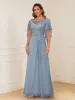 A-Line/Princess Illusion Scoop Appliques Ruched Mother of the Bride Dresses sold by Lavetir