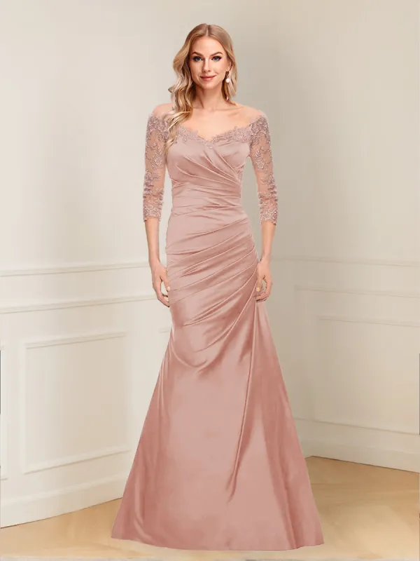 Trumpet/Mermaid Off-the-Shoulder Long Sleeves Mother of the Bride Dresses Applique sold by Lavetir