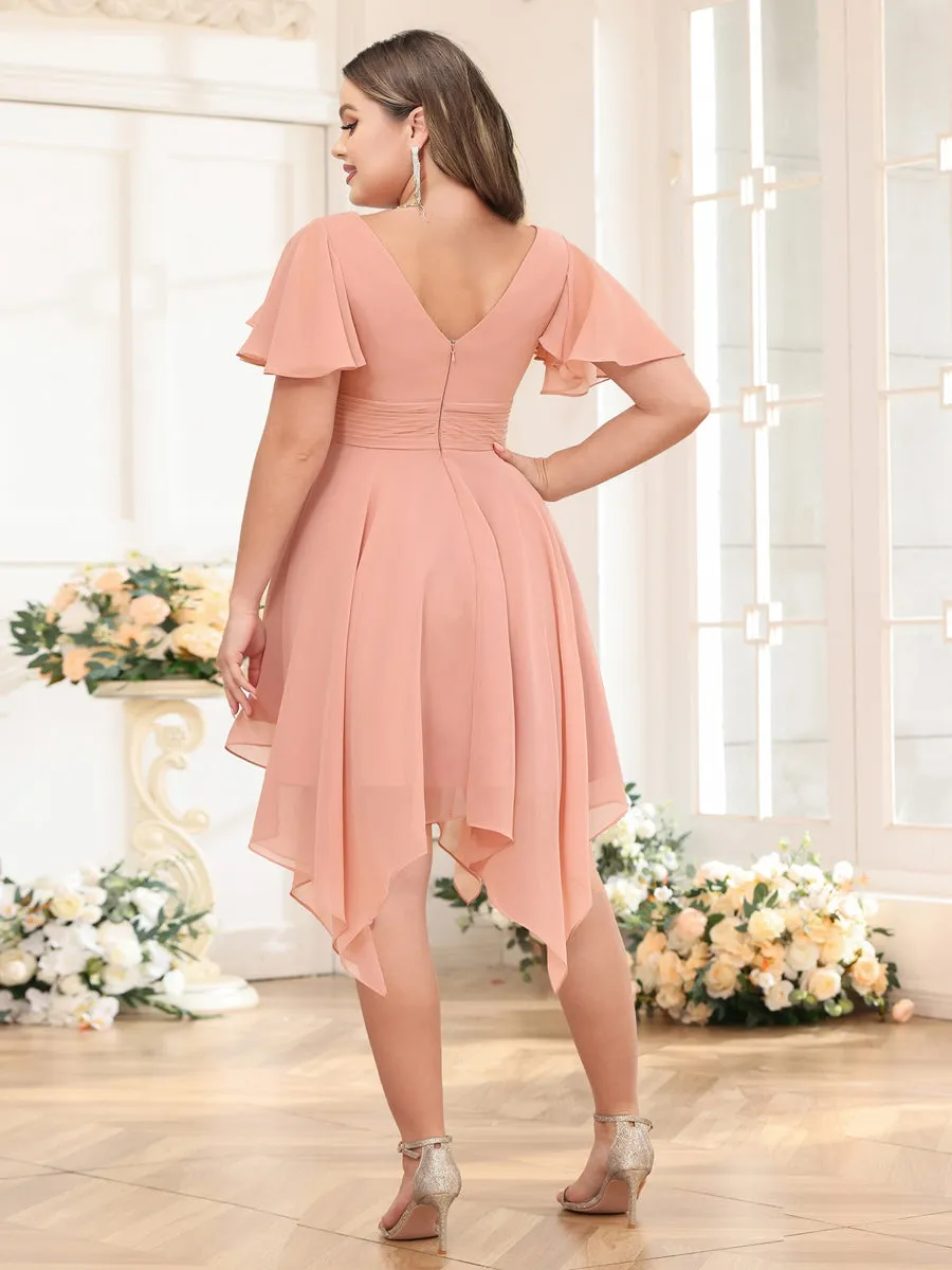A-Line/Princess V-Neck Short Plus Size Wedding Party Dresses with Ruffles sold by Lavetir product image thumbnail 2