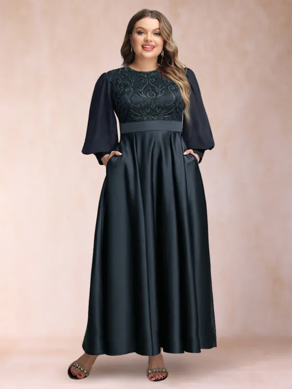 A-Line/Princess Scoop Long Sleeves Plus Size Mother of the Bride Dresses with Applique sold by Lavetir