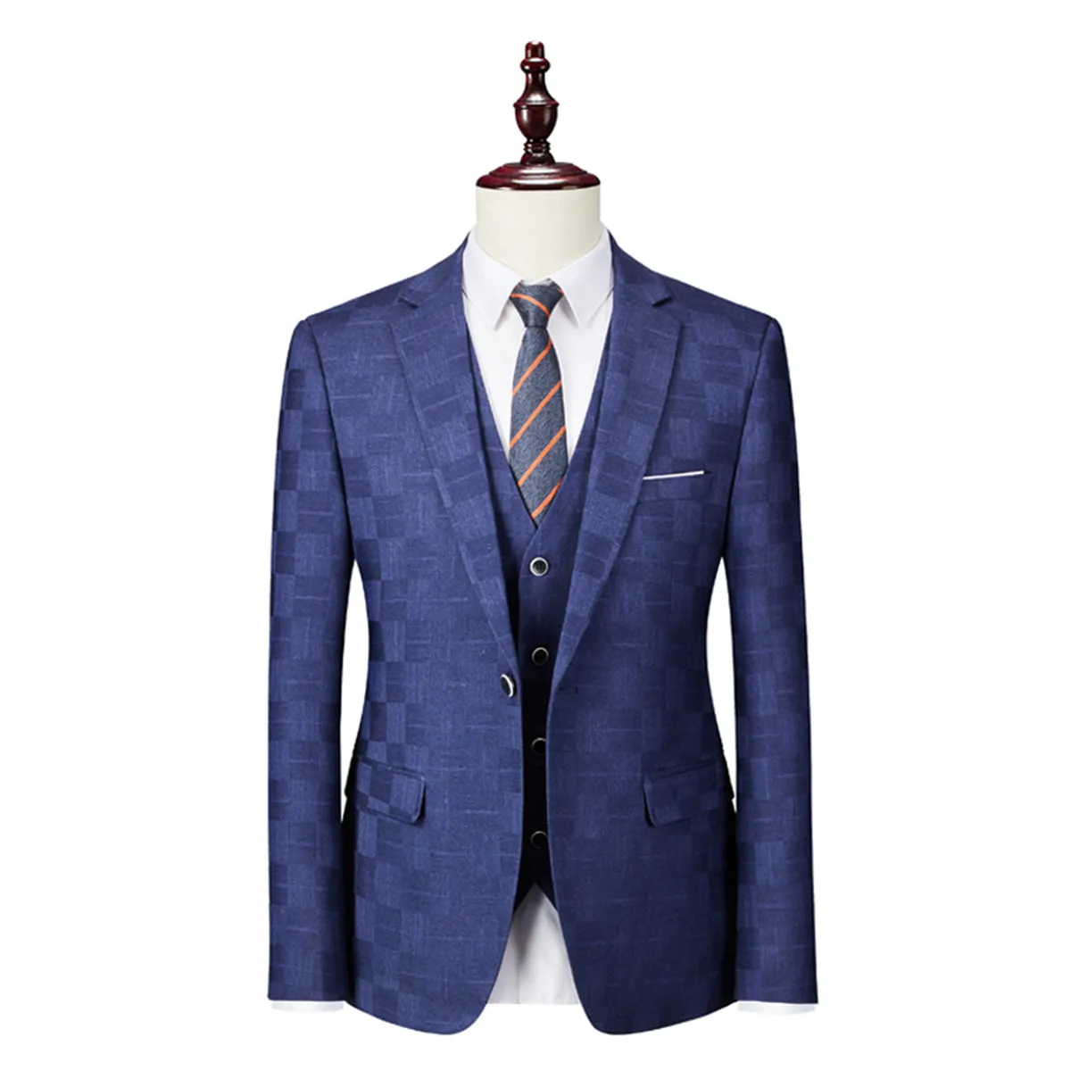 Tailored Fit Single Breasted One-button 3 Pieces Plaid Men's Wedding Suits sold by Lavetir product image thumbnail 2